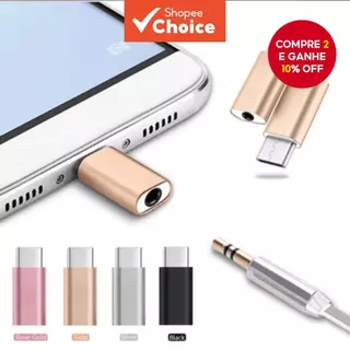 Adaptador Type-C para fone 3,5 mm, cor aleatória, compatível com Huawei/Xiaomi, acessórios para celular. em Oferta na Shopee