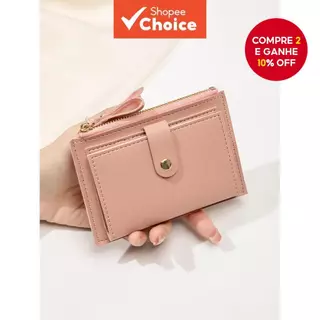 MIYIN Carteira Fina Mini Fecho De Fivela Porta-Cartões RFID Bolsa Compacta Com Bolso Para Moedas Zíper em Oferta na Shopee