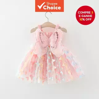 Vestido Rosa De Verão Para Meninas Com Design De Borboleta Doce Casamentos E Festas (0-3 Anos) em Oferta na Shopee