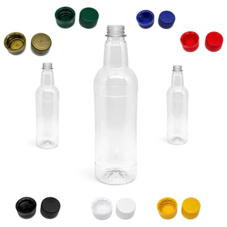 Kit 50 Garrafa Pet 1L Cristal Lisa 48g Com Tampa Alta Resistencia Bebida Mel Molhos