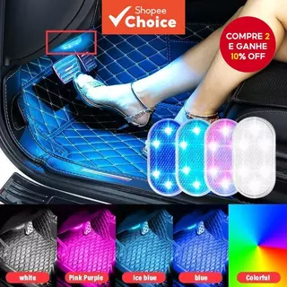 Interior Do Carro LED Sensor Luz USB Recarregável Interruptor De Toque Lâmpada Ambiente Sem Fio em Oferta na Shopee