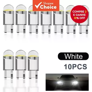 10 Pcs T10 W5W 168 501 2825 COB LED Lâmpada Para Porta Lateral De Estacionamento Em Cunha De Carro em Oferta na Shopee