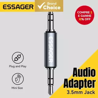 Adaptador de áudio Essager 3.5mm macho para macho para celular, fone de ouvido, carro, MP3, alto-falante, laptop, em Oferta na Shopee