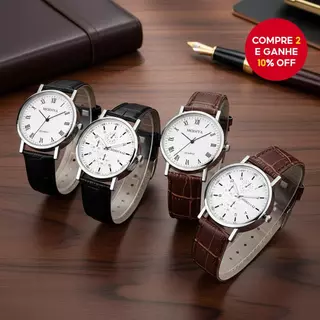 Relógio de Quartzo Masculino - Design Esportivo Elegante com Pulseira de Couro para Ocasiões Formais e Casuais