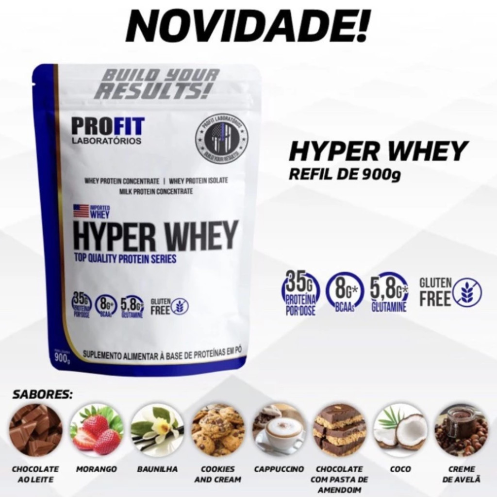 Hyper Whey Protein Isolado e Concentrado 900g isolate - Profit | Shopee ...