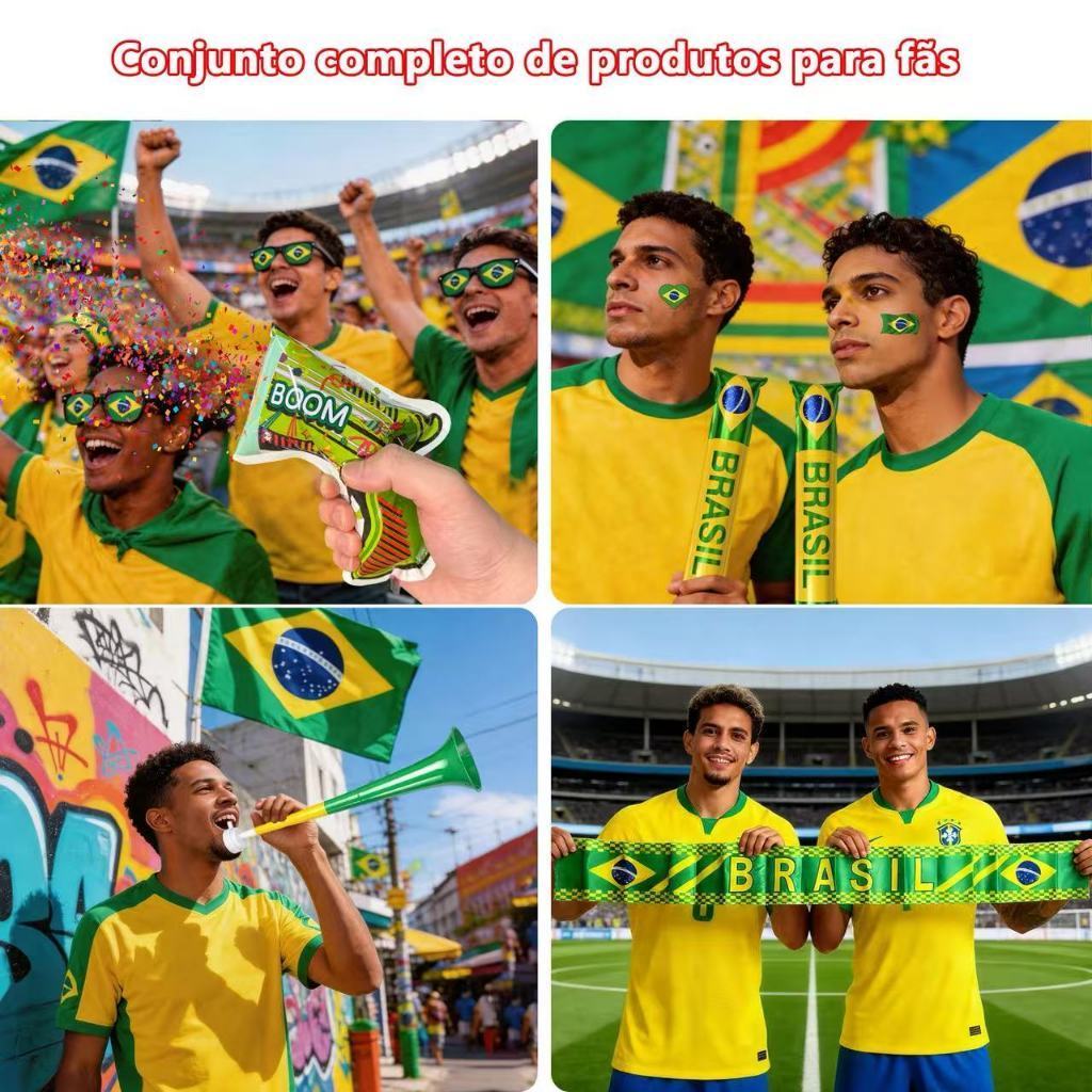 2026 Brazil World Cup Fan Kit 12 Items Brazilian Flag Fans Glasses