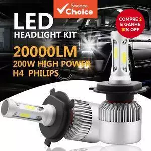 2 Pcs H4 9003 HB2 50W 20000LM LED Kit De Farol Para Carro Lâmpadas De Feixe Alto/Baixo 6500K em Oferta na Shopee