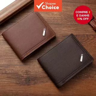 Carteira Bifold De Couro PU Minimalista Masculina – Curta Simples Com Compartimentos Para Cartões , Presente Ideal Ele em Oferta na Shopee