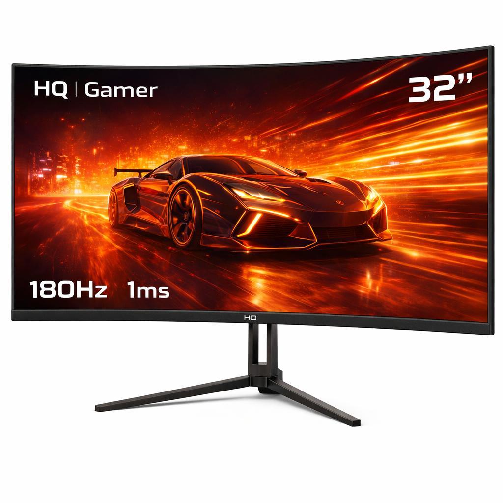 Monitor Gamer Hq Ultra 32" Curvo 1ms, 180Hz, Quad Hd (Qhd) 2560x1440, Amd FreeSync, Hdmi, Dp, Hq32c180