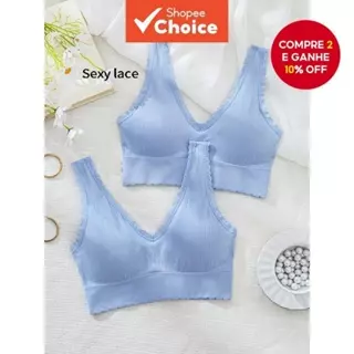 2-Pack Sutiã Sem Costura Confortável com Renda para Mulheres, Sem Fio com Bojos Removíveis em Oferta na Shopee