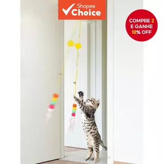 Brinquedo Interativo Para Gatos – Varinha De Penas Suspensa Diversão Automática E Balançando em Oferta na Shopee
