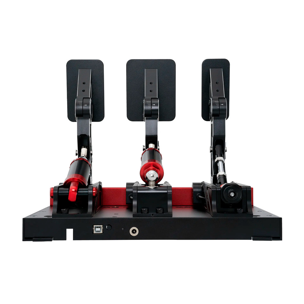 Pedaleira Profissional Simulador Corrida P1000 Tri Pedal Célula de Carga 100Kg Preto e Vermelho Simagic Extreme
