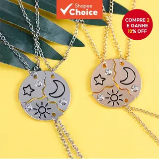 Sol Lua Estrela Pingente Colar Melhor Amigo BFF Casal Jóias Moda Presente em Oferta na Shopee