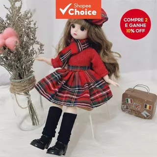 Boneca BJD 30CM Com 12 Articulações Móveis-Brinquedo De Vestir Em Escala 1/6 , Olhos Marrons E Roupa De Natal em Oferta na Shopee
