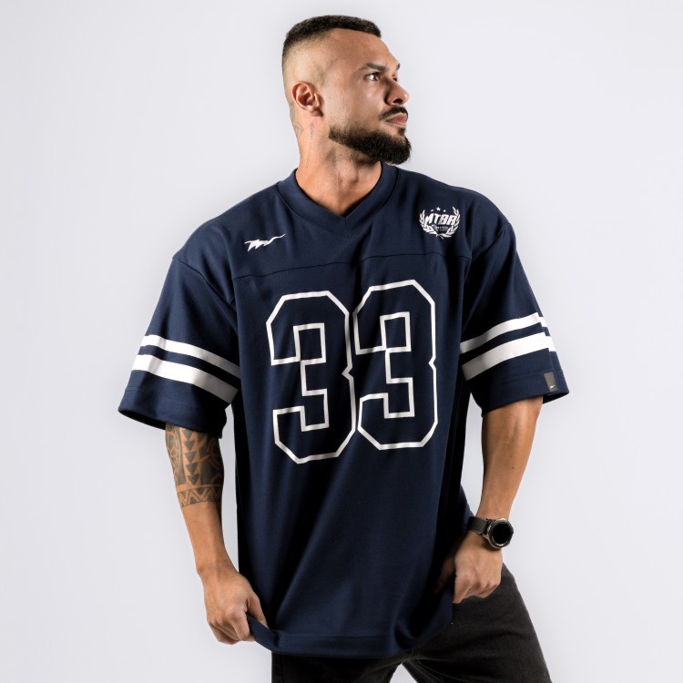 Camiseta Oversized Heavy NFL American Azul Marinho Metamorfose Brasil