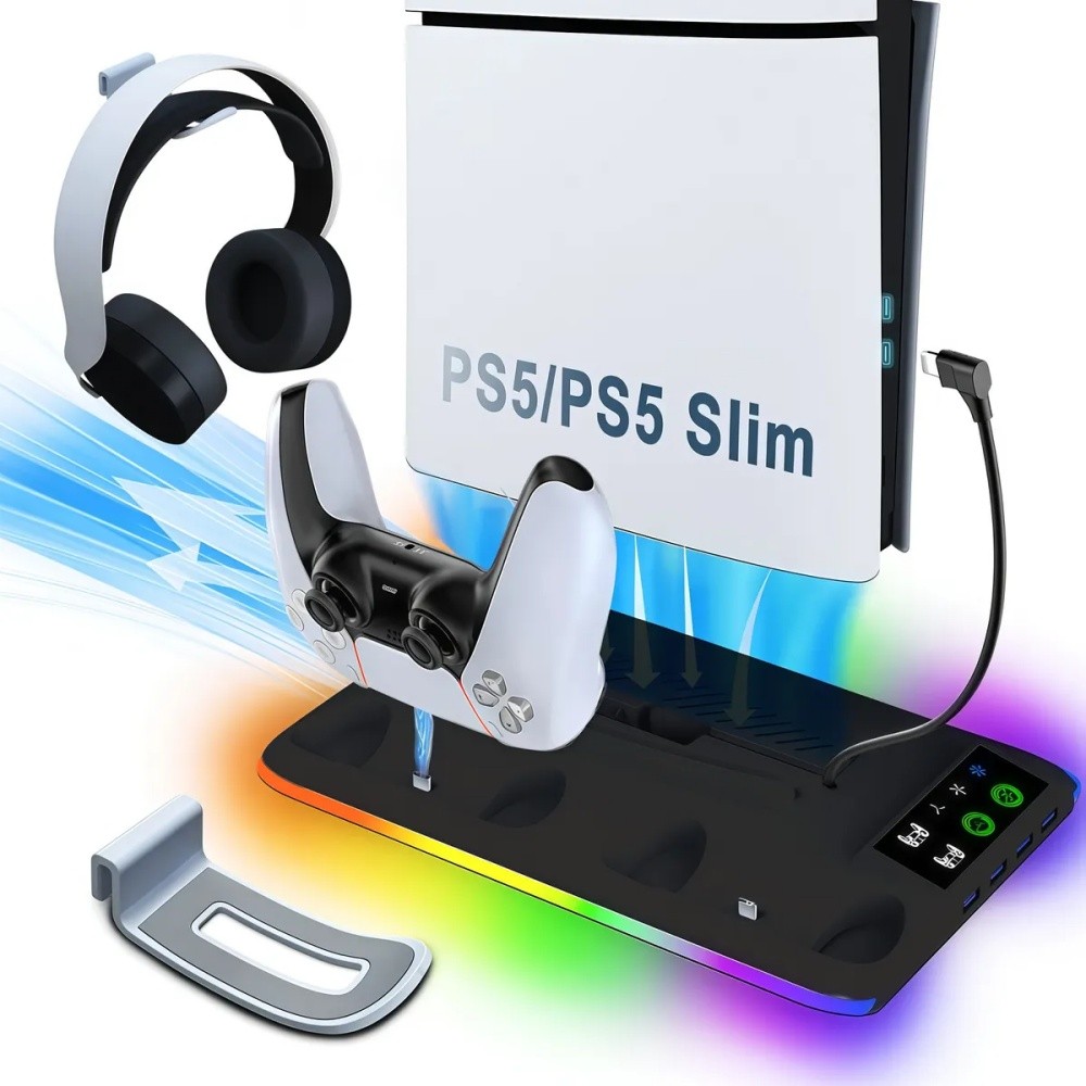 Base Cooler Para PS5/SLIM/PRO Suporte Dock Carregador de Controles ...