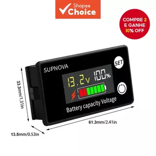 Monitor De Tensão Da Bateria 7-100V 12V-72V Testador De Capacidade De Display Digital Com Campainha Alarme Medidor De Te em Oferta na Shopee