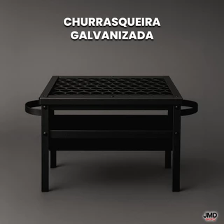 Churrasqueira Galvanizada C/ Grelha Portátil Aço Anti Corte