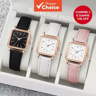 Conjunto De Relógio De Quartzo Quadrado Elegante Feminino 3 Unidades Pulseira De Couro Casual Sem Caixa em Oferta na Shopee