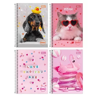 Caderno Espiral Tilibra 1/4 Capa Dura Zoom+ Feminino 96 Folhas - Embalagem com 4 Unidades (SORTIDOS) em Oferta na Shopee