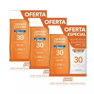 Kit Solar Cenoura & Bronze Corpo FPS 30 + Facial 3un em Oferta na Shopee