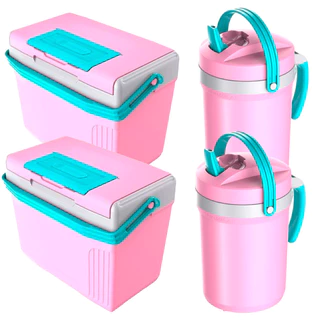 Kit Rosa Termolar 2 Caixas Cooler Térmico 8 Litros e 2 Jarras Térmicas 2,5 Litros Bebidas Geladas em Oferta na Shopee