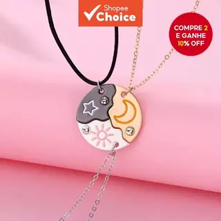 Conjunto De Colar Com Pingente De Estrela Da Lua Do Sol Para Melhor Amigo Casal Combinando Bff Amizade Moda Joias Presen em Oferta na Shopee