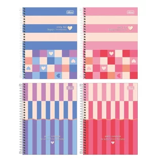 Caderno Espiral Tilibra Colegial Melrose - Capa Dura 10 Matérias 120 Folhas - Embalagem com 4 Unidades (SORTIDO) em Oferta na Shopee