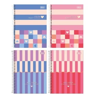 Caderno Espiral Tilibra Colegial Melrose - Capa Dura 10 Matérias 120 Folhas - Embalagem com 4 Unidades (SORTIDO) em Oferta na Shopee