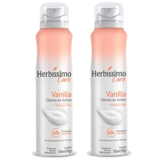 Kit 2 unid - Desodorante Aerossol Antitranspirante Herbíssimo Care Vanilla 150ml