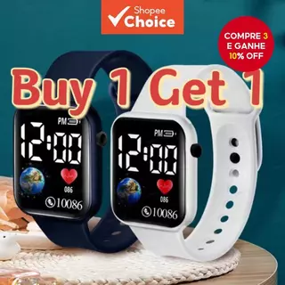 Compre 1 E Ganhe 1 Grátis – Relógio Esportivo LED Luminoso Infantil Com Display Digital Presente Para Estudantes em Oferta na Shopee