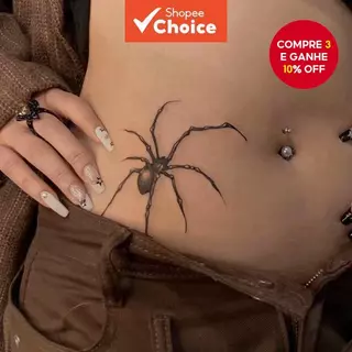 1 Folha De Adesivo De Tatuagem De Aranha À Prova D'água , Design Temporário De Longa Duração Para Arte Corporal Exclusiv em Oferta na Shopee