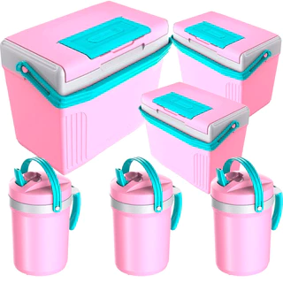 Kit 3 Caixa Cooler Térmico 8 Litros Rosa Termolar 3 Jarras Térmica Rosa 2,5 Litros Tereré Chá Água em Oferta na Shopee