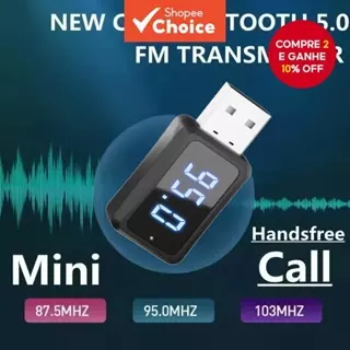Transmissor Fm Carro Bluetooth 5.3 Receptor Chamada Handsfree Mini USB Power Car Kit Para Rádio De em Oferta na Shopee