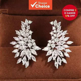 Brincos Femininos De Zircônia Cúbica Elegantes Para Festa De Casamento Mulheres em Oferta na Shopee