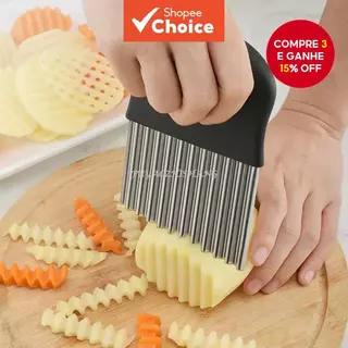 Aço Inoxidável Cortador de Cozinha Batata Chip Massa Vegetal Frutas Ondulado Fritar Gadget em Oferta na Shopee