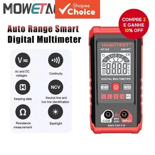 HT123 Mini Multímetro Digital Inteligente Com Faixa Automática , Tensão AC/DC , Resistência E Função NCV em Oferta na Shopee