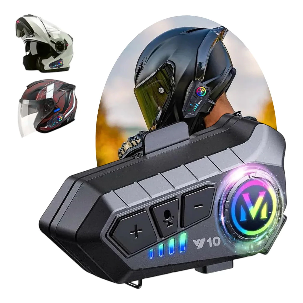 Intercomunicador Para Capacete Bluetooth 5.3 Fone De Moto Comunicador Ouvido À Prova D'Água