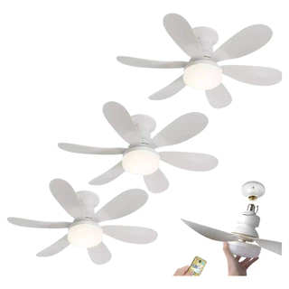 Kit 3 Ventilador De Teto Silencioso Com Luz Led 60w Com Controle De Iluminação 3 Modos