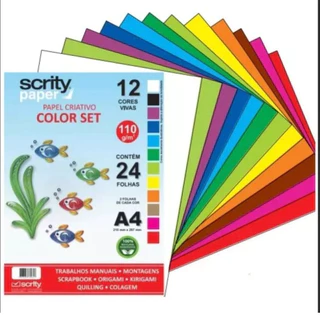 Bloco para Educação Artística Color Set 12 cores A4 110 g 24 fls. - Scrity