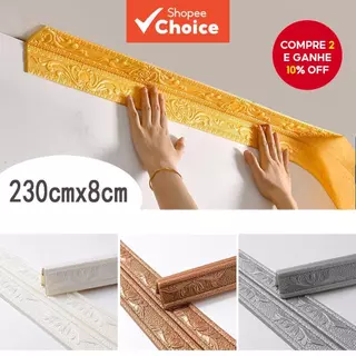 Adesivos De Tira De Parede De Espuma 3D Autoadesivos À Prova D'água 230cmX8cm Decoração De Casa Simples E Elegante em Oferta na Shopee