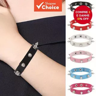 Pulseira De Couro PU Com Ponta Gótica , Joias Punk Para Festa De Halloween Unissex , Presentes De Natal em Oferta na Shopee