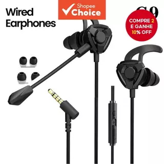 G9 Duplo Driver Jogos Fones De Ouvido 3.5mm Com Fio 3D Estéreo Redução De Ruído Fone De Alta Qualidade Para Vários Dispo em Oferta na Shopee