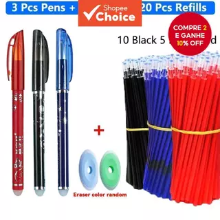 Conjunto De Canetas De Gel Apagáveis , 25 Peças , Esferográfica De Tinta Preta/Azul Para Material De Papelaria Escrita D em Oferta na Shopee