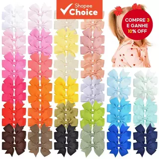 20/40 Peças Grampos De Cabelo Com Laços De Cor Sólida Para Bebês Meninas Fita Lindos Acessórios Crianças em Oferta na Shopee