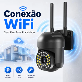 Câmera Inteligente Totalmente Colorida À prova d'água IP66 PTZ Full HD Wifi Yoose Conexão