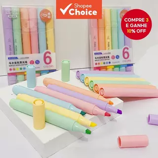 Conjunto De Marcadores Macaron 6PCS-De Cor Pastel Para Rabiscar E Tirar Notas em Oferta na Shopee