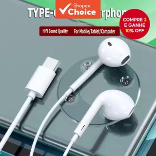 Q5 Fones De Ouvido Tipo-C Com Fio Som Estéreo Embutido Microfone Branco Alta Qualidade Confortável Para Uso Diário em Oferta na Shopee