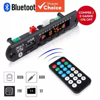 Placa MP3 Sem Fio Bluetooth 5.0 DC 9V 12V Suporte Para Reprodutor De Música WMA USB TF FM em Oferta na Shopee