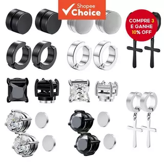 Cool Guy Brincos De Clipe De Aço Inoxidável Sem Piercing CZ Zircon Punk Joias Magnéticas Para Homens E Mulheres em Oferta na Shopee
